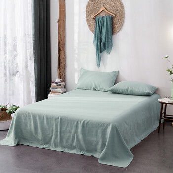 茉菲家纺夏季新品法国进口亚麻雨露麻汉麻纯色床单1.2米1.5米1.