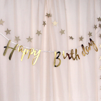 
                                                                                孩派（HihgParty）宝宝生日派对图案海报装饰儿童周岁生日背景墙布置金色纸花扇套餐 金色连体生日拉条                