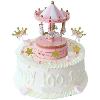 曼恒 儿童女孩生日蛋糕同城配送全国预定 旋转木马单层 14英寸