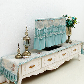 彼岸花开绿色 电视柜罩(45*210含花边)