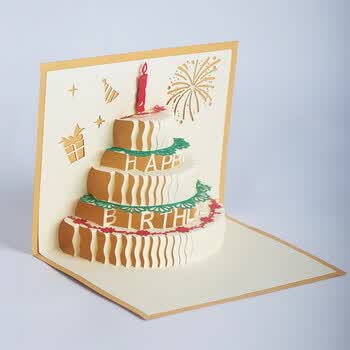 绚彩生日3d员工纸雕贺卡创意生日礼物男女母亲节立体卡片 红色封面(15