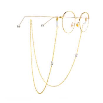 明星眼镜链 复古眼镜链真空镀素雅眼镜挂绳复古眼镜绳文艺眼镜链 金色