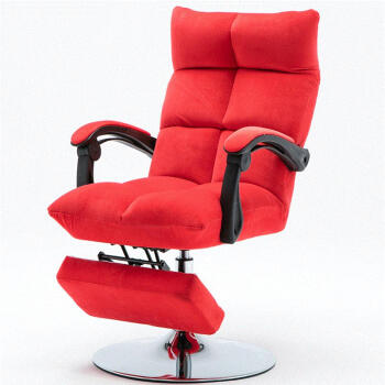 凳子美容面膜体验电脑座椅家用直播游戏懒人可躺靠背旋转椅子 大红