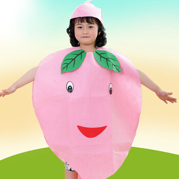 水果服装儿童表演服环保服装时装秀衣服子装幼儿园六一演出服 水蜜桃