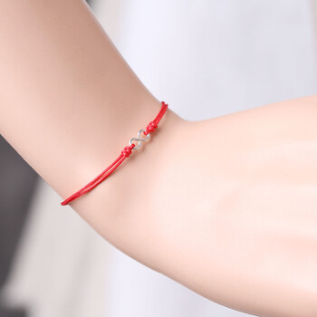 情侣手链古风首饰简约手饰女男士转运红绳编织手绳本命年镀s925银手串