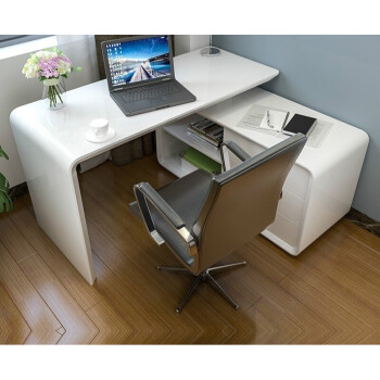 家用时尚电脑桌 现代简约台式旋转转角白色烤漆书桌办公桌 160*60cm