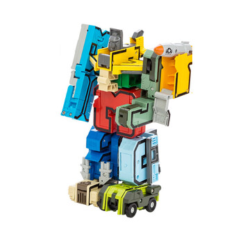 战队百兽数字益智儿童方块组合玩具金刚机器人动物变形合体 10数字 五