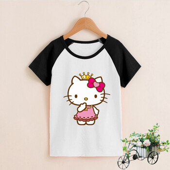 2018夏装萌款新品超q凯蒂猫短袖卡通kt猫女童衣服女孩t恤衫潮 插肩