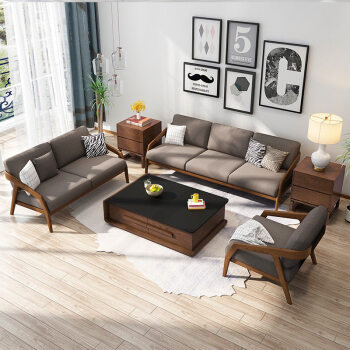 桑德森 沙发 布艺沙发 北欧实木沙发 简约客厅家具组合三人位沙发双人