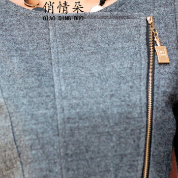 俏情朵 2015秋季新款女韩版装大衣中长款小西装大码毛呢薄短外套风衣女装 灰色款 M
