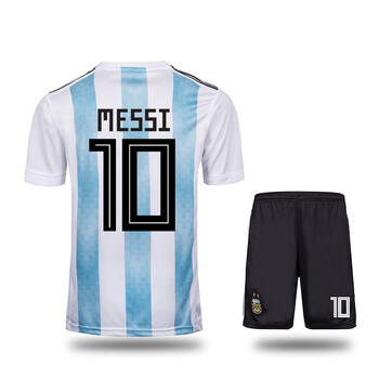 2018世界杯阿根廷足球队服梅西主客场短袖球衣 10号梅西印字球衣(白)
