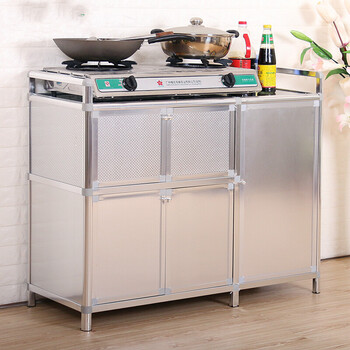 厨房橱柜多功能经济型铝合金柜子储物柜灶台柜不锈钢碗柜 三层八门:宽