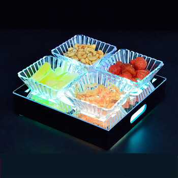 致源ktv果盘碟酒吧小吃盘亚克力发光果盘充电ktv果盘水果盘创意小吃碟