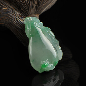 瑾瑶 福气满满 冰种飘绿福瓜如意吊坠 缅甸翡翠挂件
