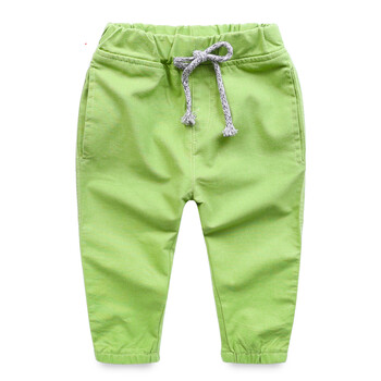 男童裤子 春装长裤2018新款韩版童装 儿童纯色休闲裤轻薄裤子 绿色