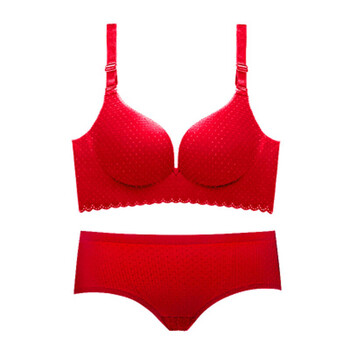 本命年文胸套装性感小胸聚拢调整型少女结婚内衣胸罩冬 大红色 80b