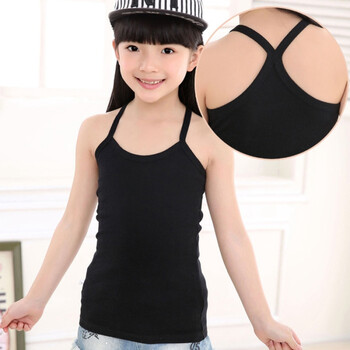 纯棉内衣 儿童薄款宝宝小孩无袖工字打底中大童夏季 黑色 吊带 55码