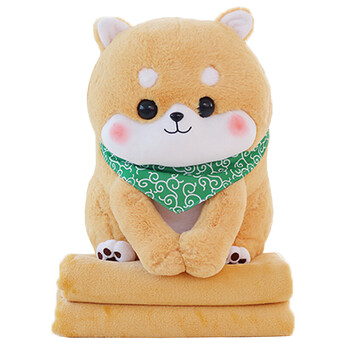 2018新款 毛绒玩具卡通折叠柴犬两用被子抱枕汽车靠垫珊瑚绒空调毯子