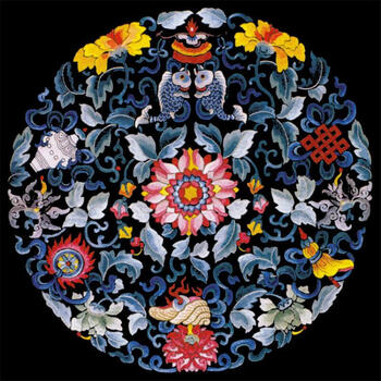 苏绣刺绣diy0基础套件祝寿吉祥荷花牡丹团花送教程 双鱼团花00007