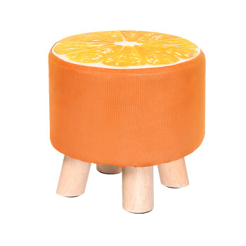 实木换鞋凳矮凳布艺穿鞋创意水果凳凳沙发凳板凳小圆凳子 松木腿橙子