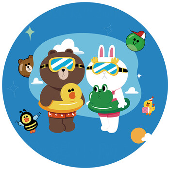 儿童房可爱布朗熊 卡通卧室创意家用地毯防滑脚垫子 熊 兔 圆100100厘