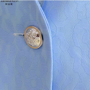 阿诗妮2015年新款秋装西装女外套韩版短款修身蕾丝小西服5106 天蓝色 XXL