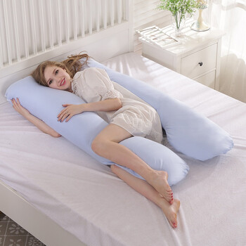 孕妇枕头护腰侧睡枕侧卧枕靠枕怀孕用品u型枕多功能托腹睡觉抱枕 蓝色