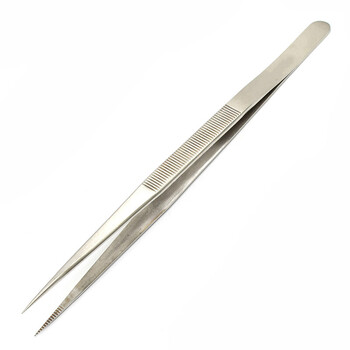 18cm加长加硬型防滑有牙维修镊子不锈钢镊子带齿工业镊子高硬度 16cm