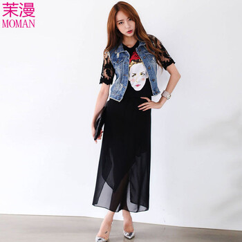 茉漫2016春装新款韩版牛仔马甲女 蓝色 4XL