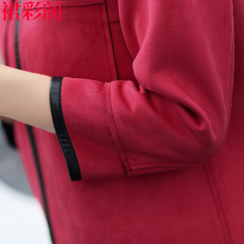 裙彩阁中长款女式风衣外套女韩版修身显瘦A8155 酒红色 XXL