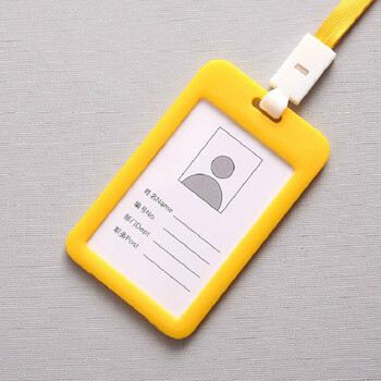 工作证件卡套带挂绳双面透明员工工作牌 黄色【图片 价格 品牌 报价】