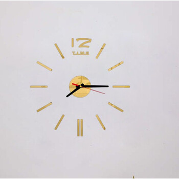 咖啡杯豆diy时钟亚克力现代装饰表静音卧室客厅挂表 长条数字b款金 14