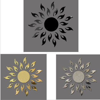 太阳花亚克力镜面立体墙贴客厅卧室墙贴画装饰贴移除 小号镜面金色50