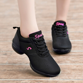 女舞蹈鞋春夏网面运动鞋妈妈鞋软底广场舞透气女鞋跳舞鞋 812舞鞋黑色