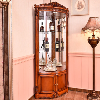 三角柜酒柜墙角柜餐厅直角钢化玻璃酒柜转角柜多颜色客厅实木角柜