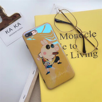 虎鑫 社会人小猪佩奇身上纹iphonex手机壳6s卡通情侣苹果8plus蓝光
