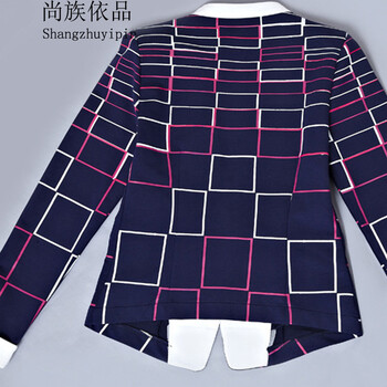 尚族依品2015新款休闲运动套装女士大码运动服长袖小西装三件套卫衣潮 蓝色 XL