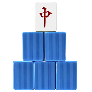 麻将牌家用手搓大号麻将 一级38mm蓝色竹丝144张