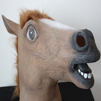 马头面具 万圣节 化妆舞会 演出道具乳胶头套舞会酒吧搞怪演出cos 棕