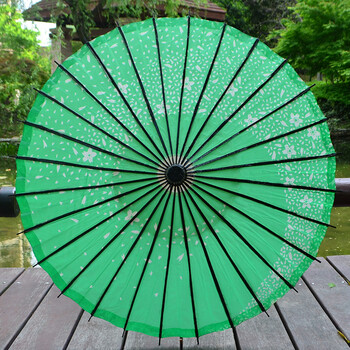 复古和风油纸伞粉红樱花日式装饰伞仿古古典实用cos红色道具 84cm绿色