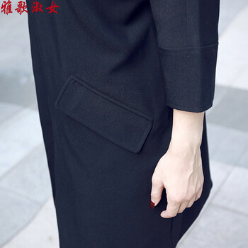 
                                        雅歌淑女风衣女中长款2017春秋新款韩版修身显瘦休闲大码女装外套潮 卡其色 XL                