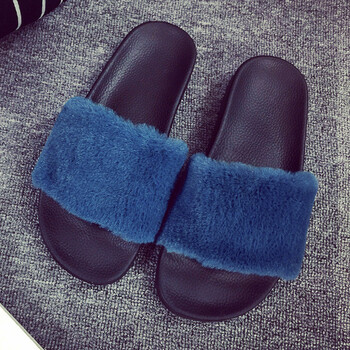 空调拖鞋冬家用少女心凉拖女居家居木地板网红舒适简约毛毛一字拖