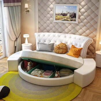 布艺床 欧式 圆床 皮床 榻榻米大圆床 时尚双人床 婚床 宾馆床 a半圆