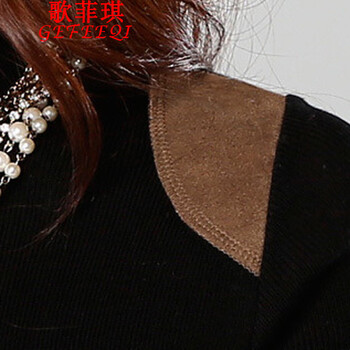 歌菲琪2015秋冬新款大码修身包臀连衣裙加绒加厚修身长袖中长款T恤女 黑颜色 L码