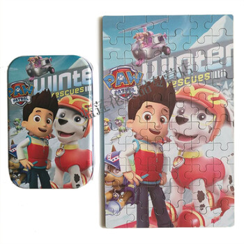 小猪佩奇铁盒装木质拼图粉红猪小妹儿童拼图佩佩猪早教玩具 汪汪特工