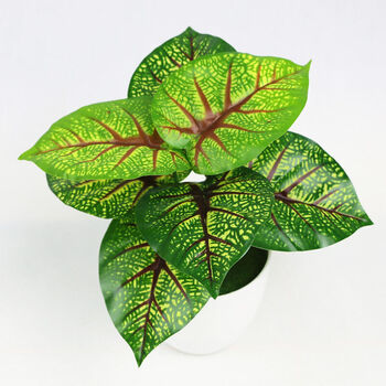 摆假花植物摆设绿植室内装饰塑料绿萝小摆件绿色盆景 8叶红心魔芋带盆