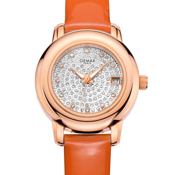 格玛仕(gemax)女表可爱公主时尚镶钻夜光石英日历女士手表mx2001 玫金