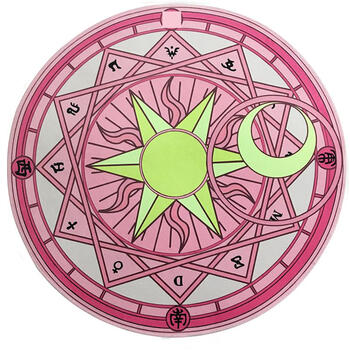 圆形公主少女服装店简约储物首饰折叠移动立体家用化妆镜 太阳粉法阵