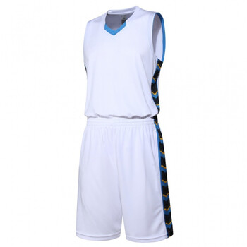 光板篮球服运动套装吸汗透气空白球服印号logo定制v领球衣团购 白色
