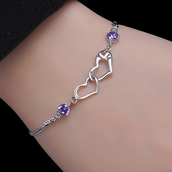 手链女韩版简约个性情侣学生日银饰品生日礼物送女友 浪漫紫—天秤座